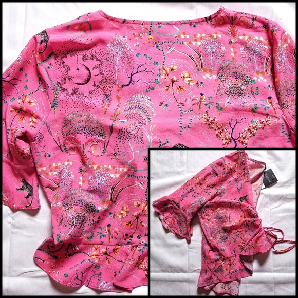 🎉HP🎉Topshop🧞‍Ruby Magical Leopard Ruched Blouse - Picture 6 of 8